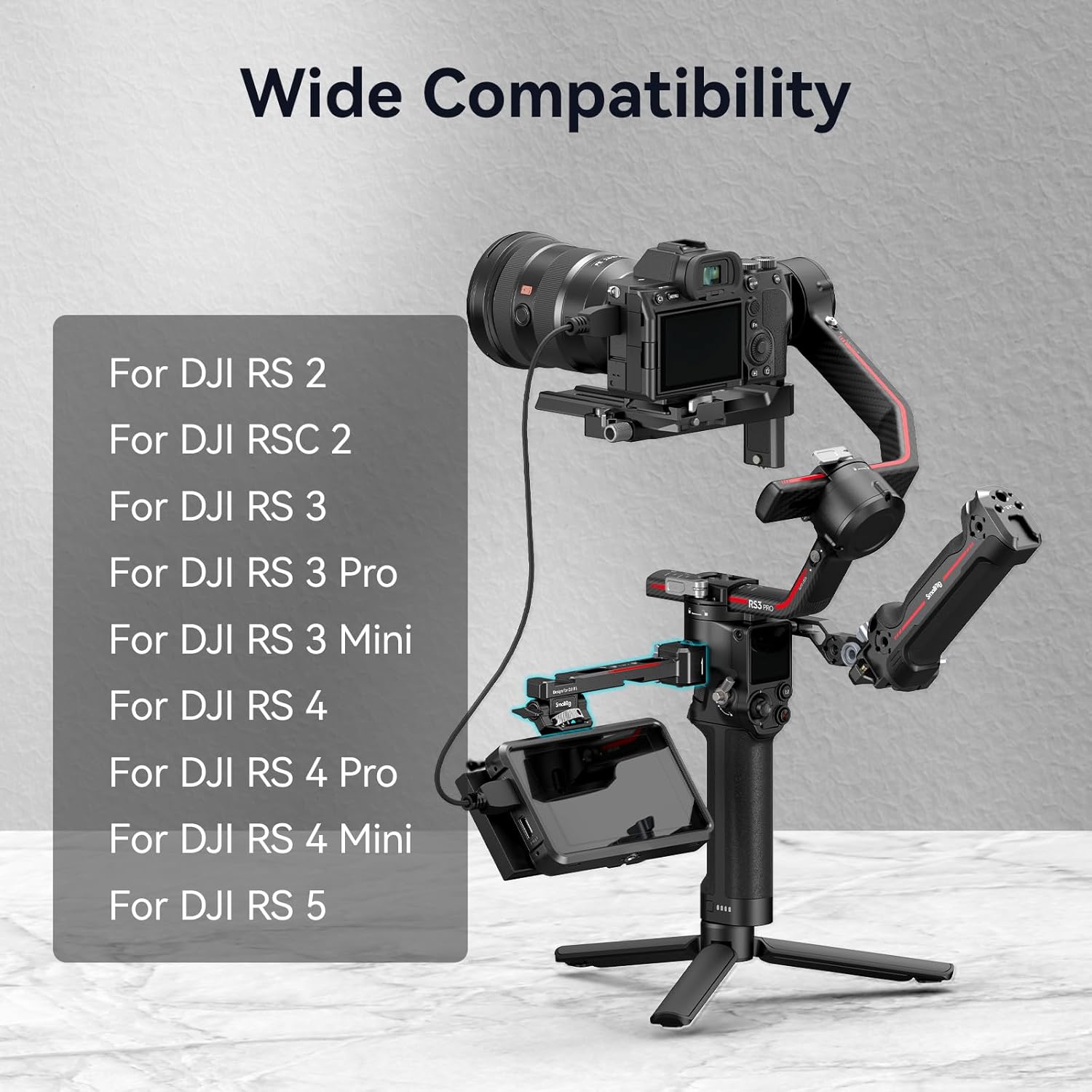 SMALLRIG Adjustable Camera Monitor Mount with Quick Release NATO Clamp