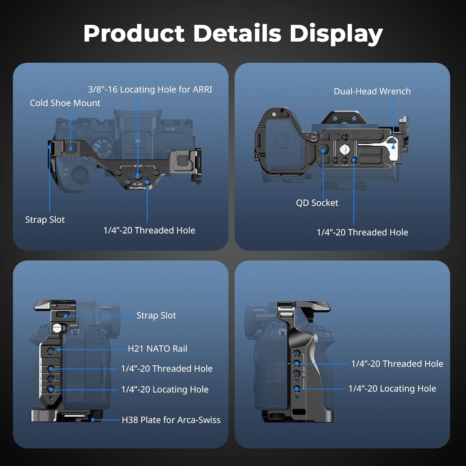 SmallRig HawkLock Quick Release Cage Kit for Sony Alpha 7R V/Alpha 7 IV/Alpha 7S III/Alpha